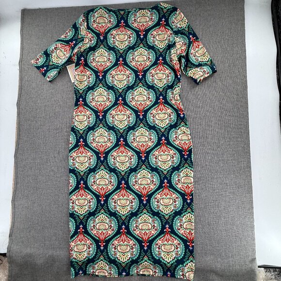 NEW! LuLaRoe Julia Pencil Dress Large Damask Medallion stretch short Sleeves - Picture 9 of 11